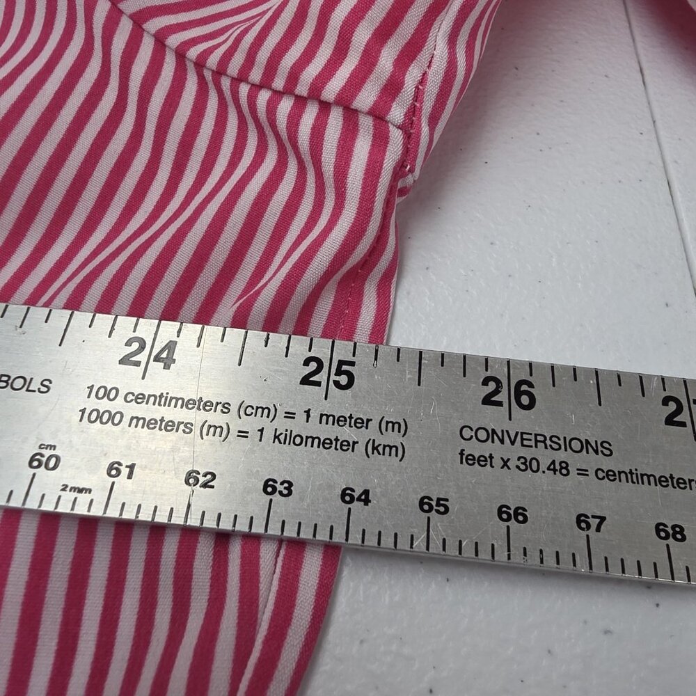 Notations Shirt Womens 2X Pink White Stripe Button Front Roll Tab Sleeves Blouse - Picture 9 of 10